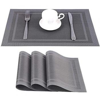Amazon Brand – Eono 4 Manteles Individuales de PVC Antideslizantes, Repelen la Suciedad y Lavables, Respetuosas con el Medio Ambiente