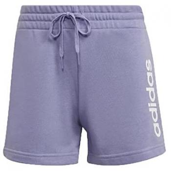 Adidas Linear French Terry Shorts Mujeres Lila - Talla L, Color Lila y Blanco
