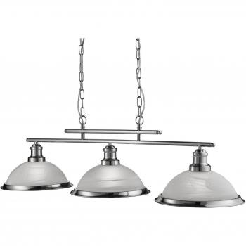 Lámpara colgante Bistro de 3 bombillas en plata satinado, 82 cm