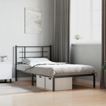 Estructura de cama de metal con cabecero blanco 100x190 cm Vidaxl
