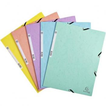 Exacompta carpeta aquarel cartón lustrado 400 gr tres solapas gomas A4 mate surtidos pastel -5 unidades-