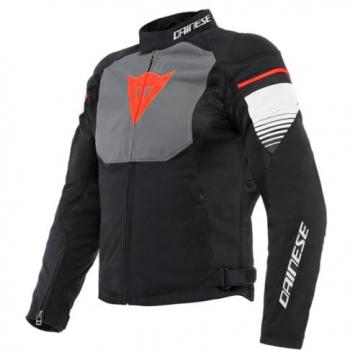 Chaqueta de moto de hombre Dainese Air Fast Tex, textil, color negro, gris y blanco, talla 52