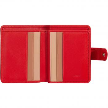 Cartera pequeña de piel de becerro napa roja DUDU con botón y billetera pequeña RFID de cuero genuino con cremallera, titular de tarjeta y cierre externo