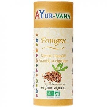 Fenogreco - Ayur-Vana 60 cápsulas, suplemento dietético natural, fuente de fibra, promueve la salud digestiva y metabólica, ayuda a mantener niveles saludables de azúcar en sangre