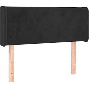 Cabecero con LED de terciopelo negro 83x16x78/88 cm