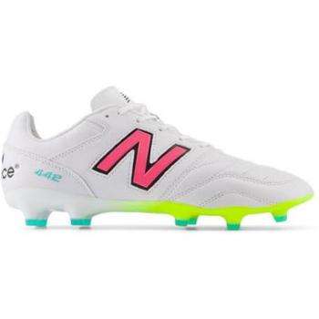New Balance 442 V2 Pro FG Soccer Cleats - White/Yellow/Pink