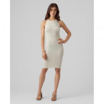 Vero Moda - Vestido corto de canalé, tejido de canalé, ajuste ceñido, sin mangas, escote redondo, largo por encima de la rodilla, disponible en varios colores
