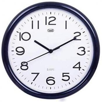 Trevi OM 3301 - Reloj de pared silencioso de 25,5 cm de diámetro con maquinaria de cuarzo, color negro