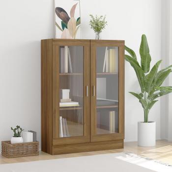 Vitrina de madera contrachapada de roble marrón 82,5x30,5x115 cm