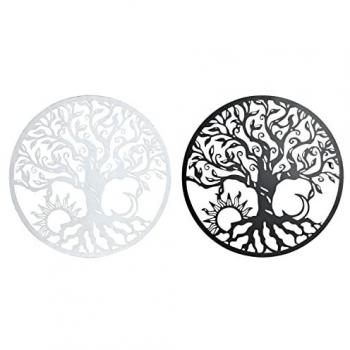 Decoración de Pared DKD Home Decor 100 x 1 x 100 cm Negro Blanco Indio (2 Unidades)