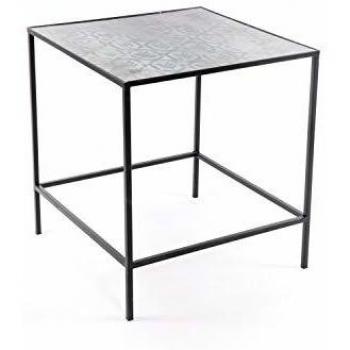 Mesa Auxiliar Hierro y Cristal Vintage Verde Negro 60 x 65