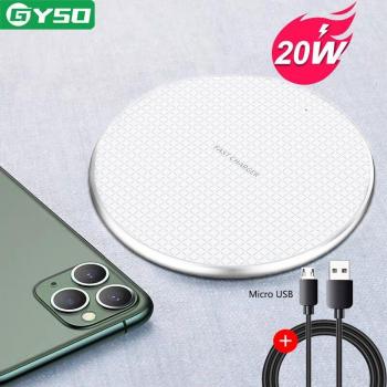 Cargador Inalámbrico Rápido GYSO 20W Qi para iPhone, Samsung, Huawei y Xiaomi