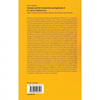 Springer Economics: U.S. and E.U. Antitrust Law Analysis by Richard S. Markovits