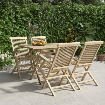 5-Piece Grey Solid Teak Wood Garden Dining Set