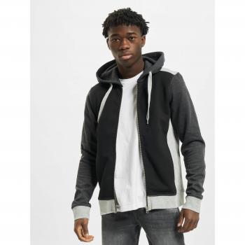 3-Tone Zip Hooded Sweatshirt in Black, Gray, and Charcoal