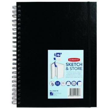 Cuaderno Derwent de Bolsillo y Tapa Dura para Hacer Bocetos, Dibujar y Escribir Tamaño A4, 56 Hojas, Papel Libre de Ácidos, Bloc de Notas Espiral, Calidad Profesional, 2102178