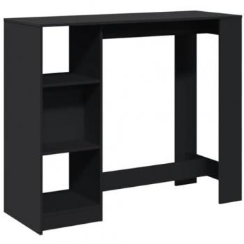 Mesa bar con estante de madera ingeniería negra 124x46x103,5 cm Vidaxl