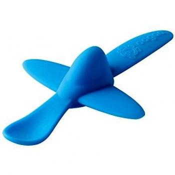 Oogaa S830 - Cuchara de silicona en forma de avión, color azul