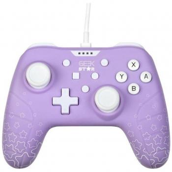 Gamepad Konix Geek Star Amethyst para Nintendo Switch, Switch OLED y PC - USB, 13 Botones, Agarres Antideslizantes, Cable de 3m, Color Lila