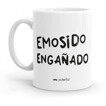 Taza Minimalista Emosido Engañado - Taza Original para Café, Resistente al Microondas y Lavavajillas