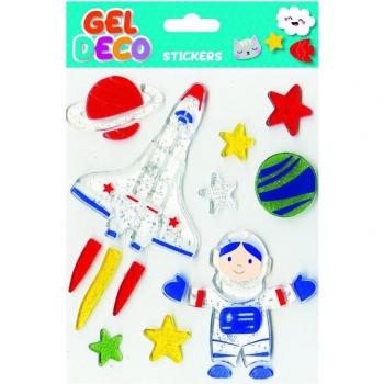 Pegatinas gel deco astronauta Global Gift rojo con diseño de astronauta, material de gel, fácil aplicación y remoción, aptas para decoración en interiores