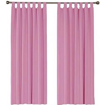 Amazon Brand - Umi Cortinas Dormitorio Moderno Salon Opacas Decoracion Termicas Aisantes con Trabillas 2 Piezas 140x175cm Rosa