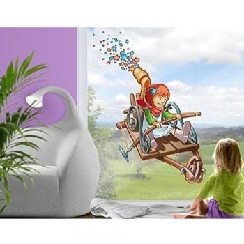 Apalis Vinilo de Ventana Flying Farm Girl-Flying Machine, Dimensione:165cm x 122cm