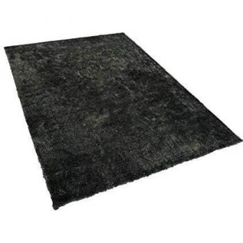Alfombra Shaggy Gris Oscuro 140 x 200 cm Poliéster Hecho a Mano Pelo Largo Evren