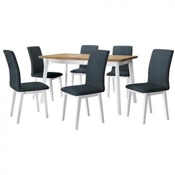 Conjunto de comedor Victorville 321, Negro, 6 asientos, 140 x 80 x 75 cm