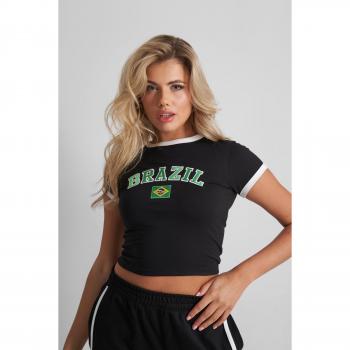 Kaiia Brazil Baby Tee Black