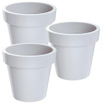 Pack 3 Macetas de Plástico Lofly Blancas 15,8x15,8x14,4cm