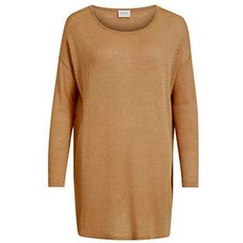 Vila Vifilak Knit L/s Oversize Tunic-Noos Suéter, Detalles: Melange/Nomad, S para Mujer