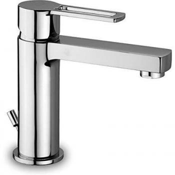 Mezclador de lavabo cromado Paffoni Ringo con desagüe automático y caño de 12 cm