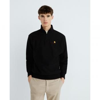 Carhartt WIP Men's Relaxed Fit Quarter Zip American Script Sweatshirt - Black