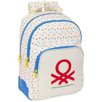Mochila Doble con Cantoneras y Adaptador para Carro Benetton Topitos 32x42x15 cm - Safta