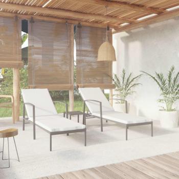 Conjunto de jardín VidaXL 2 tumbonas+1 mesita ratán