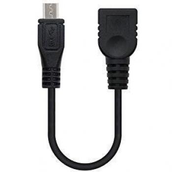 Nanocable 10.01.3500 - Cable OTG USB 2.0, MicroUSB Macho a USB Hembra, 15cm, Color Negro