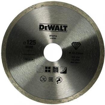 Dewalt DT3713-QZ DT3713-QZ-Disco de Diamante para Corte en seco con Borde Continuo 125x22.2mm, para cerámica, 0 W, 0 V