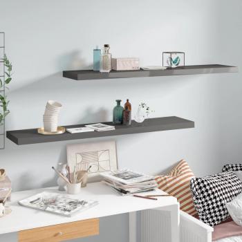vidaXL Floating Wall Shelves 2 pcs High Gloss Grey 120x23.5x3.8 cm MDF