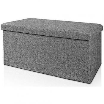 Banco Plegable Gris 80x40x40cm con Almacenamiento y Tapizado Resistente - 100L