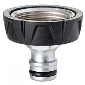 Racor Grifo Hembra 1 Metal Soft - Conector Universal de Aluminio, Inoxidable y Resistente a la Corrosión, Fácil Instalación, Plateado-Negro
