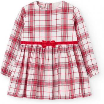 Boboli - Vestido de bebé niña con estampado de cuadros y lazo decorativo