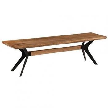 vidaXL Banco de Comedor Madera de Acacia Maciza y Acero 160x40x45cm Decoración