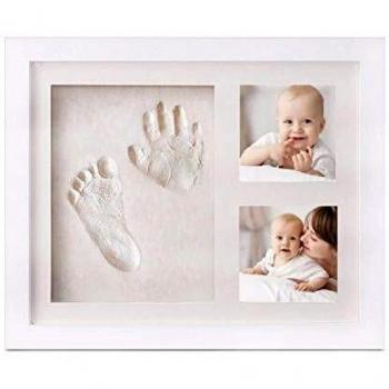 HuBorns - Marco de Huellas para Bebé con Arcilla Sin Grietas para Manos y Pies - Kit Regalo para Recien Nacido - Cuadro de fotos de Calidad Perfecto para Decorar