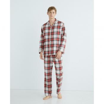 Pijama hombre franela cuadros escoceses multicolor con piping Emidio Tucci