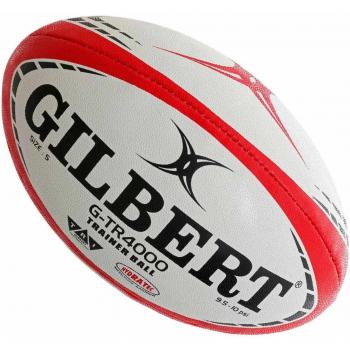 Balón de Rugby Gilbert G-TR4000 Entrenador Tamaño 4 Blanco y Rojo 28 cm