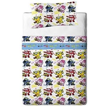 Super Wings Juego Sábanas para Cama, Algodón-Poliéster, Multicolor, Individual, 200x105x25 cm, 3 Unidades