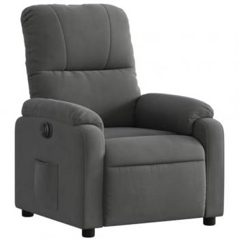 Sillón Reclinable Eléctrico de Tela de Microfibra Gris Oscuro