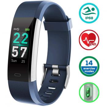 KUNGIX Pulsera Actividad, Pulsera Inteligente Impermeable IP68 con 14 Modos de Deporte, Pantalla Color Pulsera Podómetro con Pulsómetro, Monitor de Calorías, Sueño,Pulsera Deporte para Android y iOS