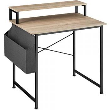Mesa de escritorio industrial Tectake con estante y bolsa de tela adicional, dimensiones 80x55x90 cm, tableros de aglomerado efecto madera con recubrimiento protector de melamina, funcional para ordenador y mueble de